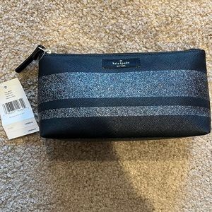 Black and grey metallic Kate Spade makeup bag - never used, with tags
